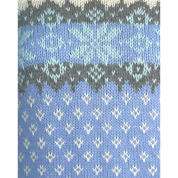 3-FOR-$30 Vtg Sz L Turtleneck Knit Sweater Fair Isle Pastel Blue Angora Blend - Picture 6 of 7